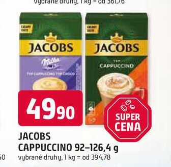 JACOBS CAPPUCCINO 92-126,4 g vybrané druhy