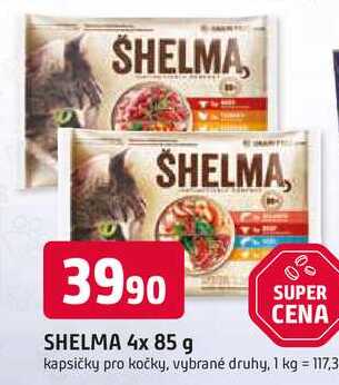SHELMA 4x 85 g kapsičky pro kočky, vybrané druhy