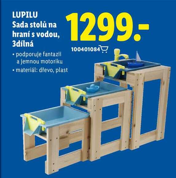 LUPILU Sada stolů na hraní s vodou, 3dílná