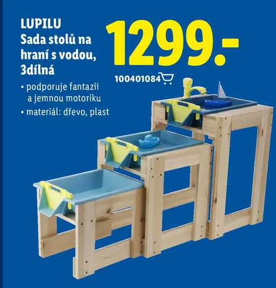 LUPILU Sada stolů na hraní s vodou, 3dílná