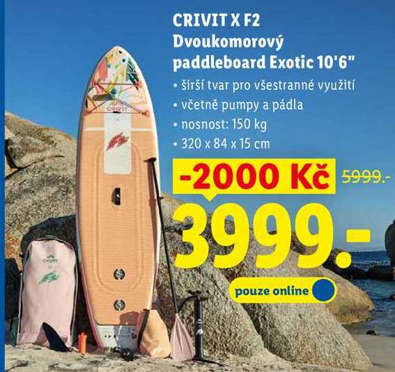 CRIVIT X F2 Dvoukomorový paddleboard Exotic 10'6"