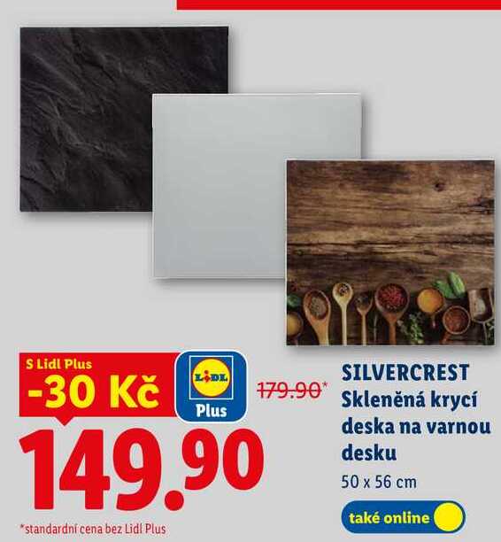 SILVERCREST Skleněná krycí deska na varnou desku, 50 x 56 cm