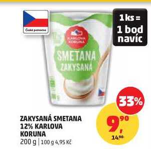 ZAKYSANÁ SMETANA 12% KARLOVA KORUNA, 200 g 