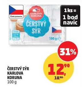 ČERSTVÝ SÝR KARLOVA KORUNA, 100 g 