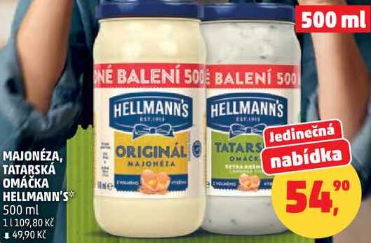MAJONÉZA, TATARSKÁ OMÁČKA HELLMANN'S, 500 ml