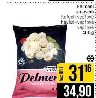 Pelmeni s masem kuřecí+vepřové hovězí+vepřové vepřové 400 g