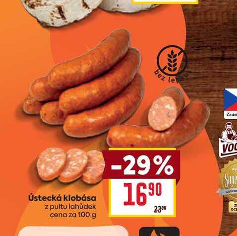 Ústecká klobása z pultu lahůdek cena za 100 g 