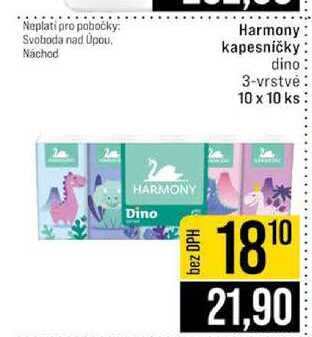 Harmony kapesníčky dino 3-vrstvė 10 x 10 ks