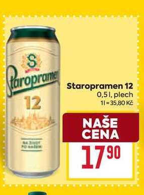 Staropramen 12 0,51, plech