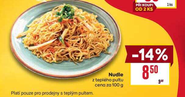 Nudle z teplého pultu cena za 100 g
