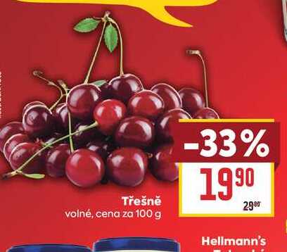 Třešně volné, cena za 100 g 