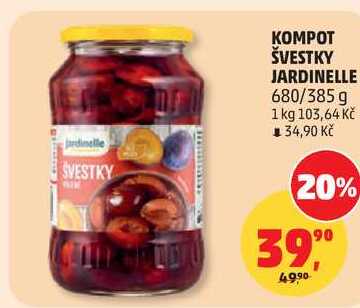 KOMPOT ŠVESTKY JARDINELLE, 680/385 g 