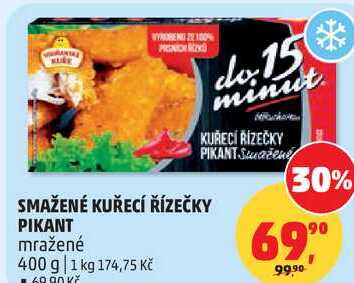 SMAŽENÉ KUŘECÍ ŘÍZEČKY PIKANT mražené, 400 g