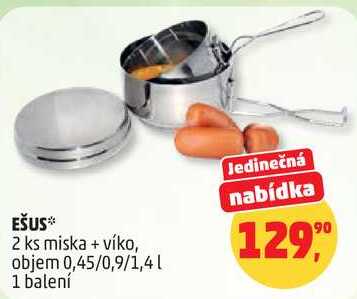 EŠUS, 2 ks miska + víko, objem 0,45/0,9/1,4 l, 1 balení