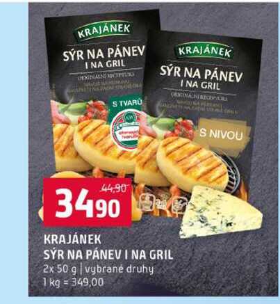 KRAJÁNEK SÝR NA PÁNEV I NA GRIL 2x 50 g vybrané druhy
