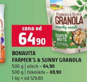 BONAVITA FARMER'S & SUNNY GRANOLA 500 g ořech 500 g čokoláda 