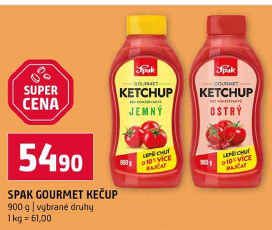 SPAK GOURMET KEČUP 900 g vybrané druhy 