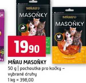 MŇAU MASOŇKY 50 g pochoutka pro kočky vybrané druhy 