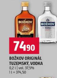BOŽKOV ORIGINÁL TUZEMSKÝ, VODKA 0,2l vol. 37,5%