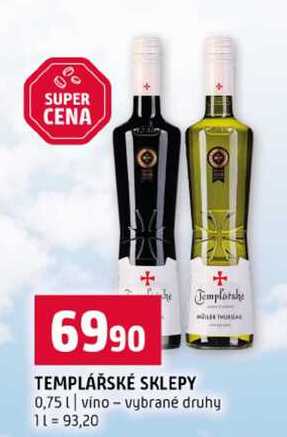 TEMPLÁŘSKÉ SKLEPY 0,75l vino vybrané druhy 