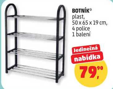 BOTNÍK plast, 50 x 65 x 19 cm, 4 police, 1 balení  