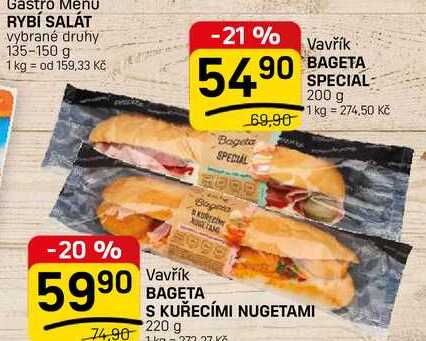 BAGETA S KUŘECÍMI NUGETAMI 220 g 