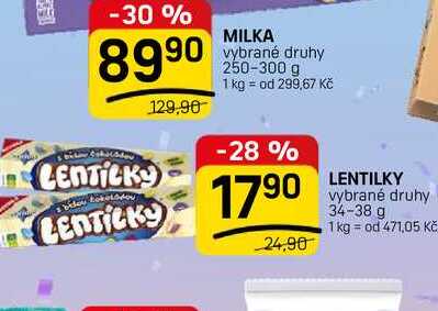 LENTILKY vybrané druhy 34-38 g