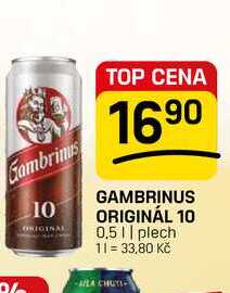 GAMBRINUS ORIGINÁL 10 plech 0,5l