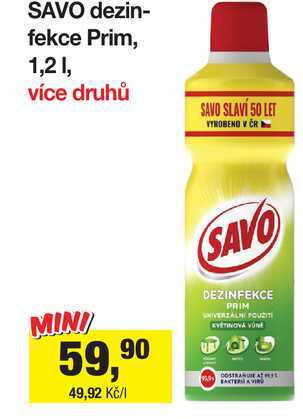 SAVO dezinfekce Prim, 1,2 l