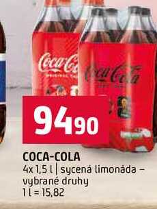 COCA-COLA 4x 1,5l sycená limonáda vybrané druhy