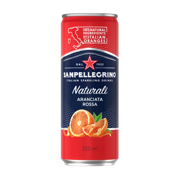 San Pellegrino Aranciata Rossa pomeranč červený, plech
