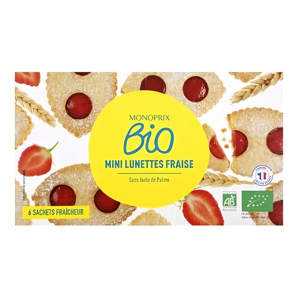 Monoprix Biologique BIO Pšeničné sušenky s jahodovou náplní