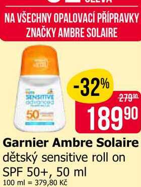 Garnier Ambre Solaire dětský sensitive roll on SPF 50+, 50 ml