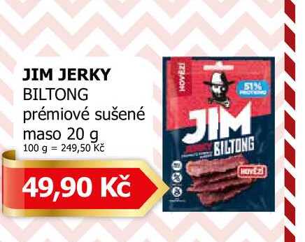 JIM JERKY BILTONG prémiové sušené maso 20 g 