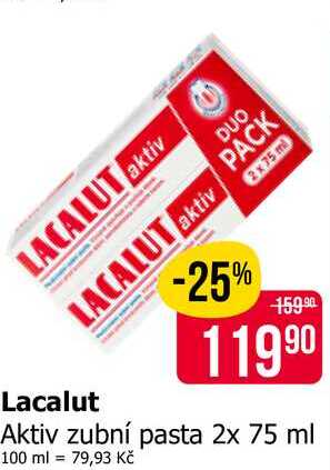 LACALUT Aktiv zubní pasta 2x 75 ml