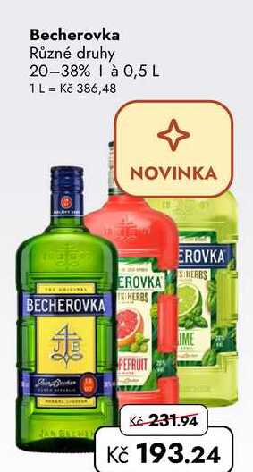 Becherovka Různé druhy 20-38% 1 à 0,5 L  v akci