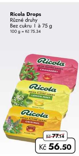 Ricola Drops Různé druhy Bez cukru | à 75 g  