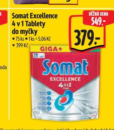  Somat Excellence 4 v 1 Tablety do myčky 75 ks 