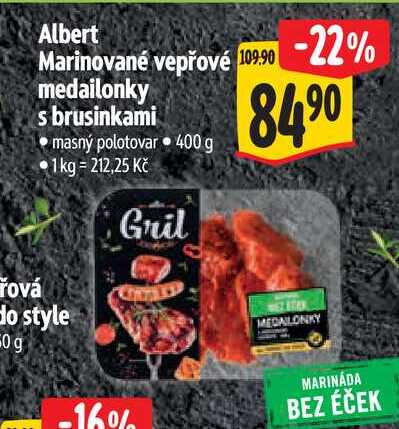 Albert Marinované vepřové medailonky s brusinkami  400 g
