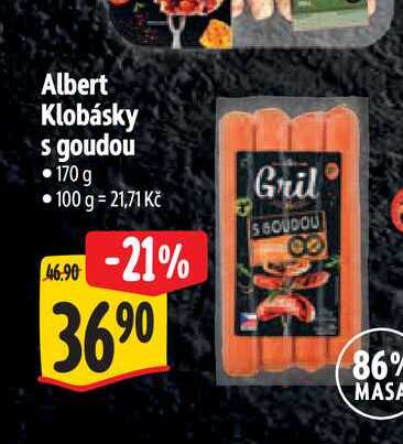 Albert Klobásky s goudou 170 g 