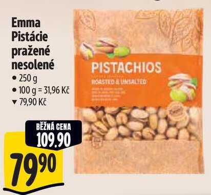 Emma Pistácie pražené nesolené, 250 g  