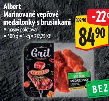 Albert Marinované vepřové medailonky s brusinkami, 400 g 
