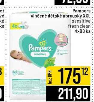 Pampers vlhčené dětské ubrousky XXL sensitive fresh clean 4x80 ks