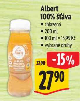 Albert 100% šťáva, 200 ml 