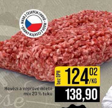 Hovezi a vepřové mlete mix 20% tuku 1kg