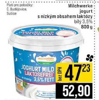 Milchwerke jogurt s nízkým obsahem laktózy bily 3.5% 800 g