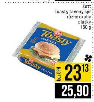 Zott Toasty tavený sýr různé druhy plátky 150 g 