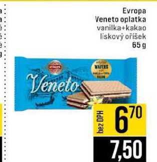 Evropa Veneto oplatka vanilka+kakao liskový oříšek 65 g