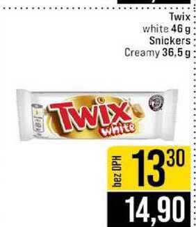 Twix white 46 g Snickers Creamy 36,5g
