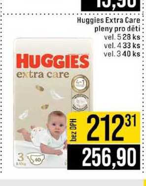 Huggies Extra Care pleny pro děti vel. 528 ks vel. 433 ks vel. 340 ks
